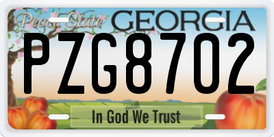 GA license plate PZG8702