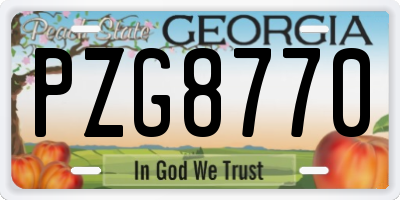 GA license plate PZG8770