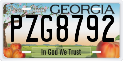 GA license plate PZG8792