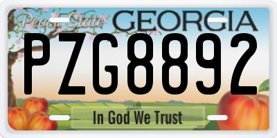 GA license plate PZG8892