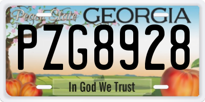 GA license plate PZG8928