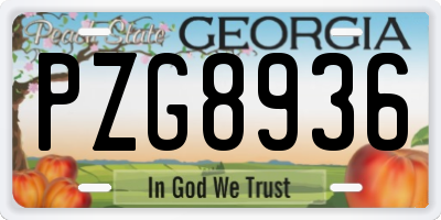 GA license plate PZG8936