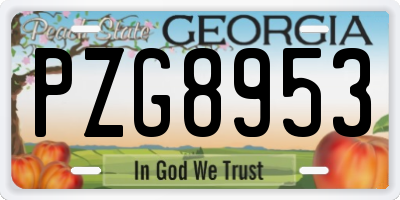 GA license plate PZG8953