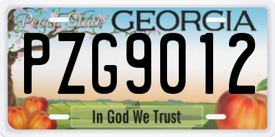 GA license plate PZG9012