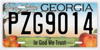 GA license plate PZG9014