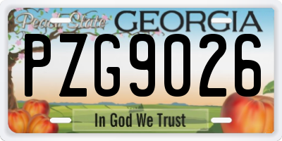 GA license plate PZG9026