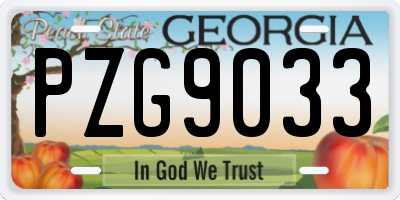 GA license plate PZG9033