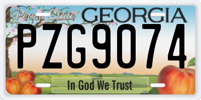 GA license plate PZG9074
