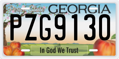 GA license plate PZG9130