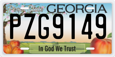 GA license plate PZG9149