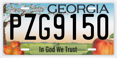 GA license plate PZG9150