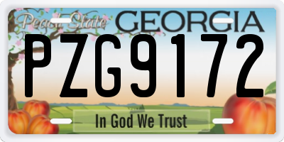 GA license plate PZG9172