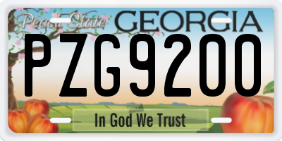 GA license plate PZG9200