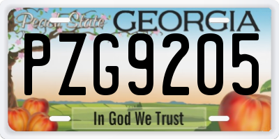 GA license plate PZG9205