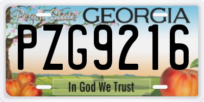 GA license plate PZG9216