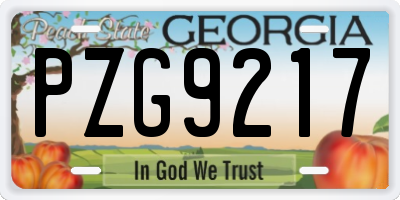 GA license plate PZG9217