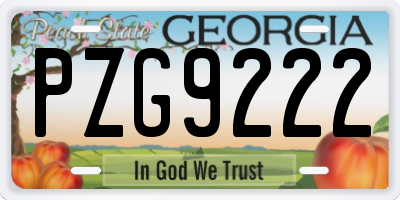 GA license plate PZG9222