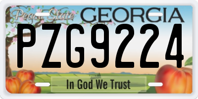 GA license plate PZG9224
