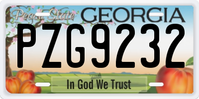 GA license plate PZG9232