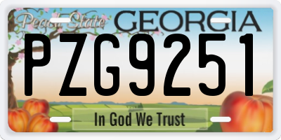 GA license plate PZG9251