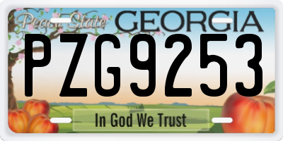 GA license plate PZG9253