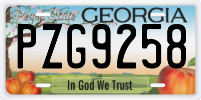 GA license plate PZG9258