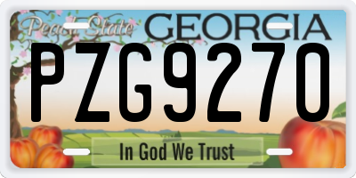 GA license plate PZG9270