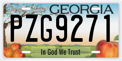 GA license plate PZG9271
