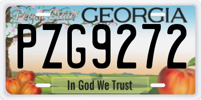 GA license plate PZG9272