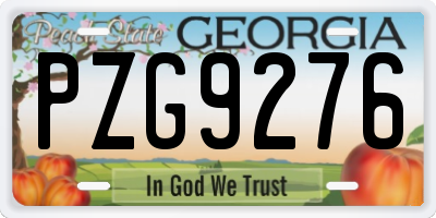 GA license plate PZG9276