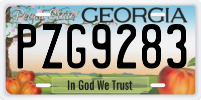 GA license plate PZG9283
