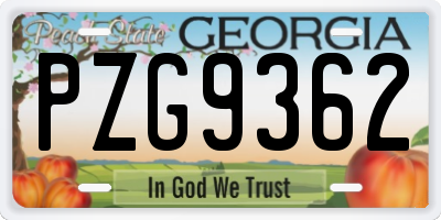 GA license plate PZG9362