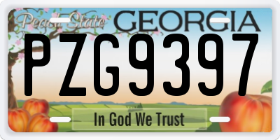 GA license plate PZG9397
