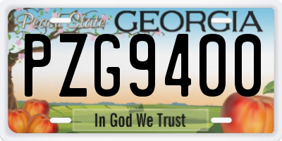 GA license plate PZG9400