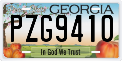 GA license plate PZG9410
