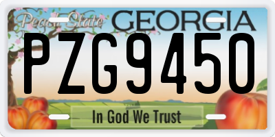 GA license plate PZG9450