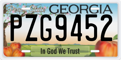 GA license plate PZG9452