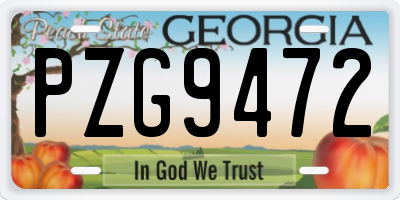 GA license plate PZG9472