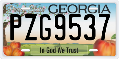 GA license plate PZG9537