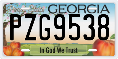 GA license plate PZG9538