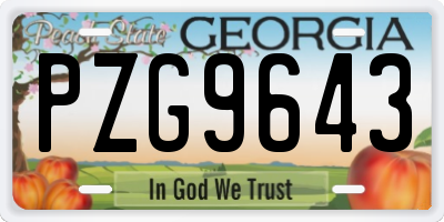 GA license plate PZG9643