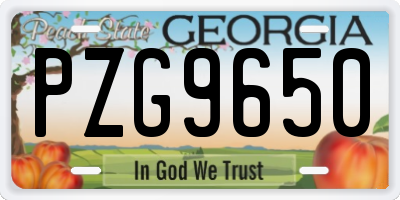 GA license plate PZG9650