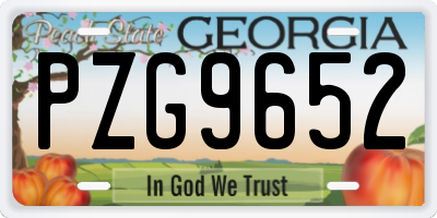 GA license plate PZG9652