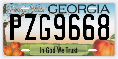 GA license plate PZG9668