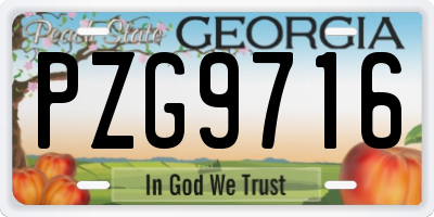 GA license plate PZG9716