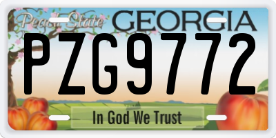 GA license plate PZG9772