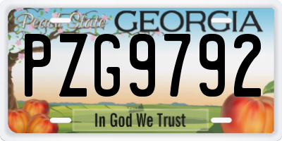 GA license plate PZG9792