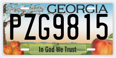 GA license plate PZG9815