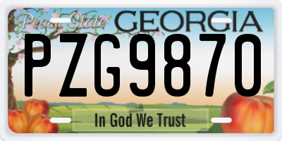 GA license plate PZG9870