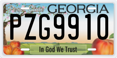 GA license plate PZG9910